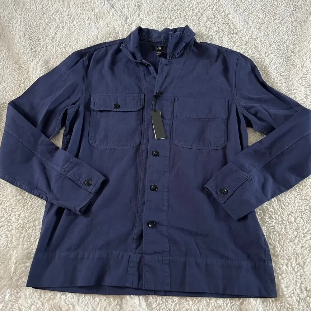 Banana Republic Men Sz S Navy Linen Long Sleeve Button Up Resort Preppy Beach